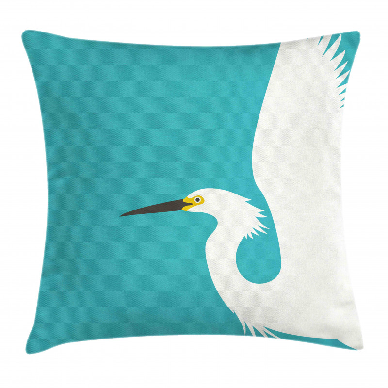 Side Drawn Heron Bird Pillow Cover