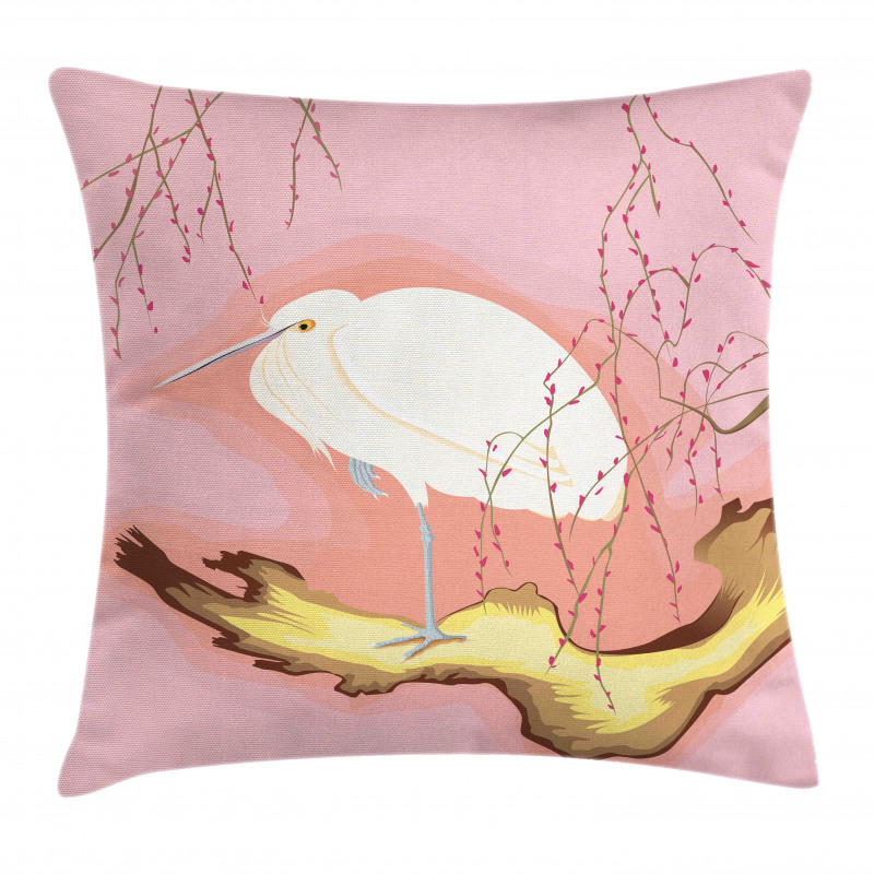 Japanese Art Bird Pillow Cover