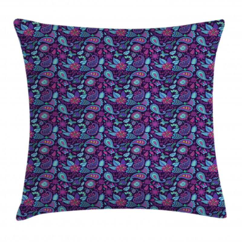 Paisley Teardrops Motif Pillow Cover