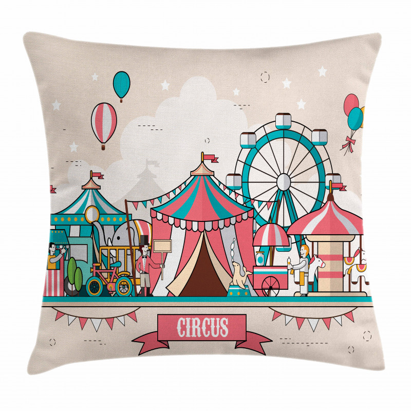 Circus Flat Balloons Pillow Cover