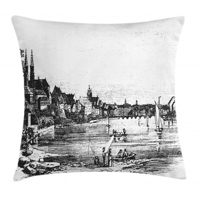 Vintage Cityscape of Istria Pillow Cover