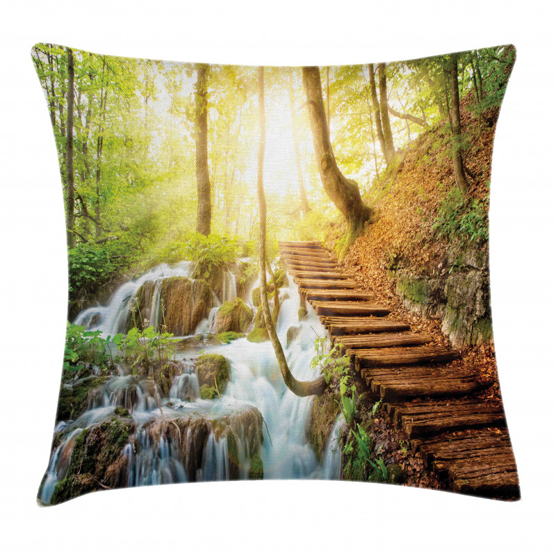 Deep Forest with Stream Pillow Cover