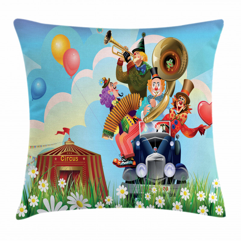 Vintage Car Circus Pillow Cover