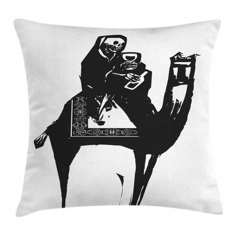 Death Drinks Wine on Camel Pillow Cover