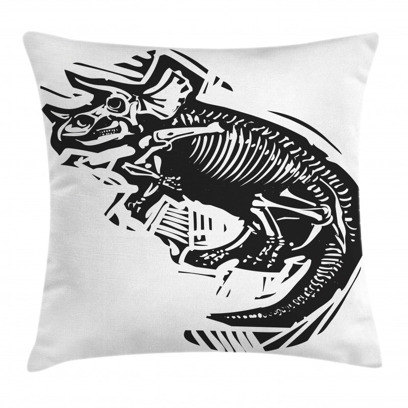 Woodcut Fossil Dinosaur Pillow Cover