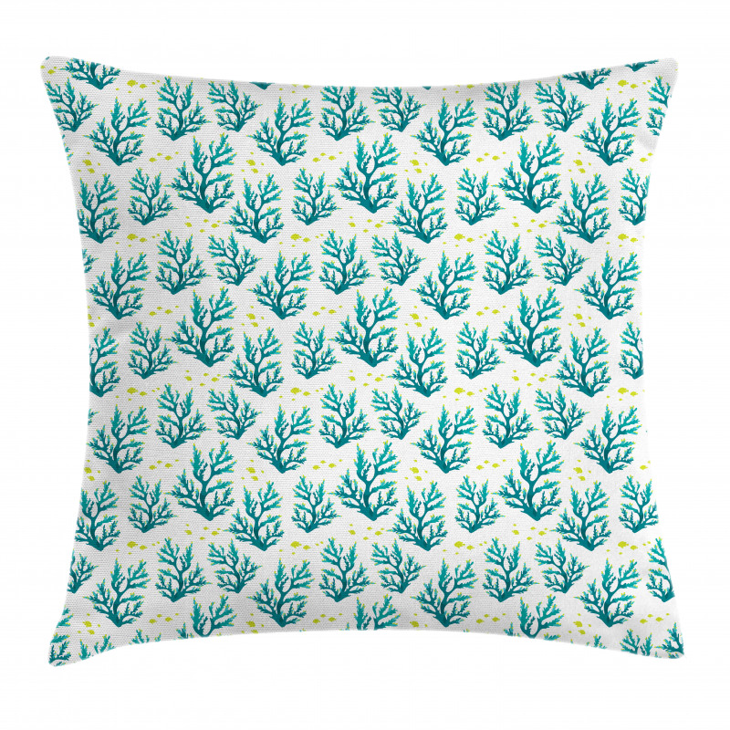Corals and Fish Silhouette Pillow Cover