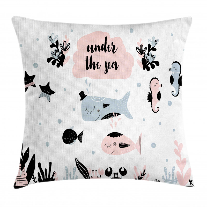 Under the Sea Fauna Cartoon Pillow Cover