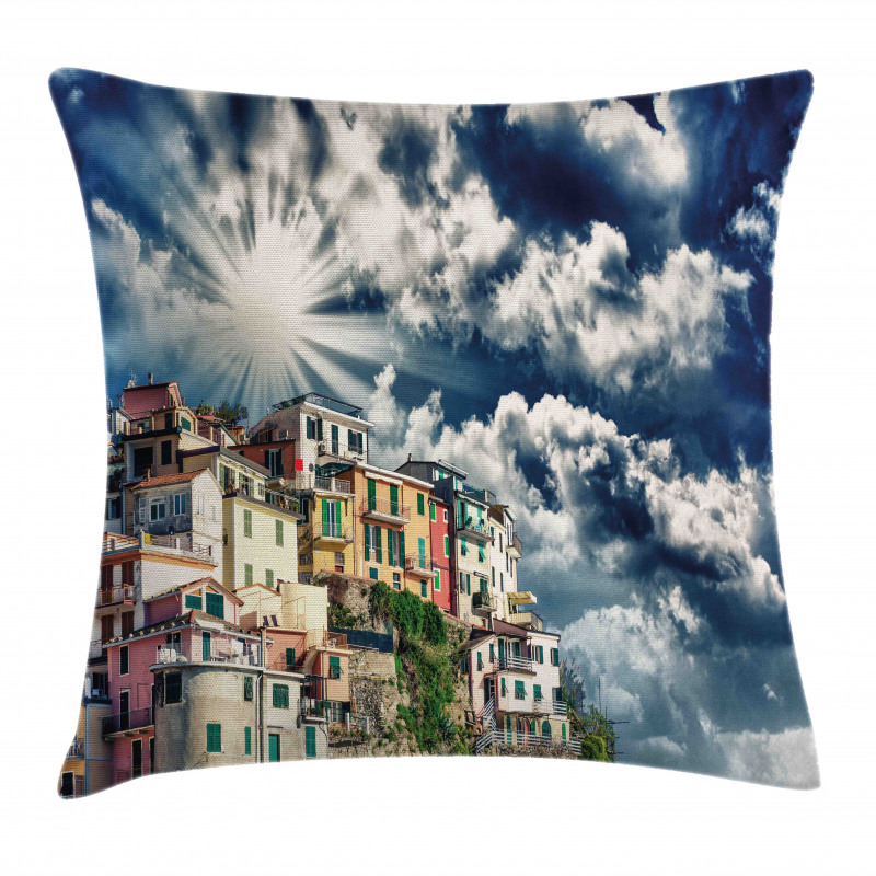 Mediterranean Coast Houses Pillow Cover