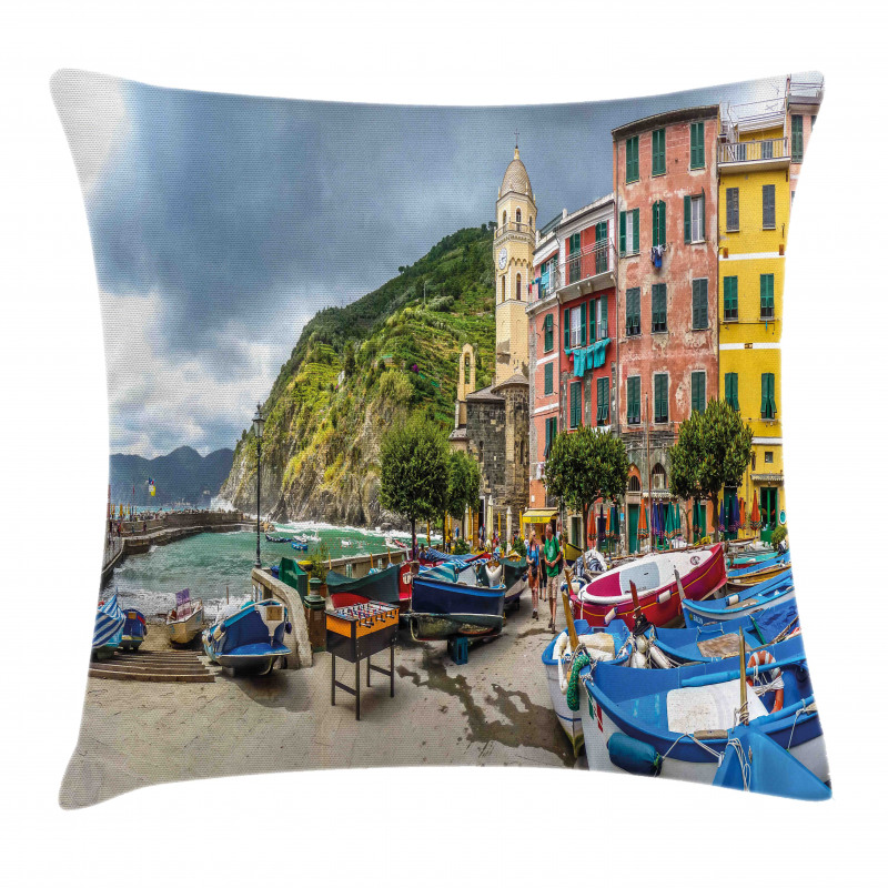 Italian Village House Boat Pillow Cover