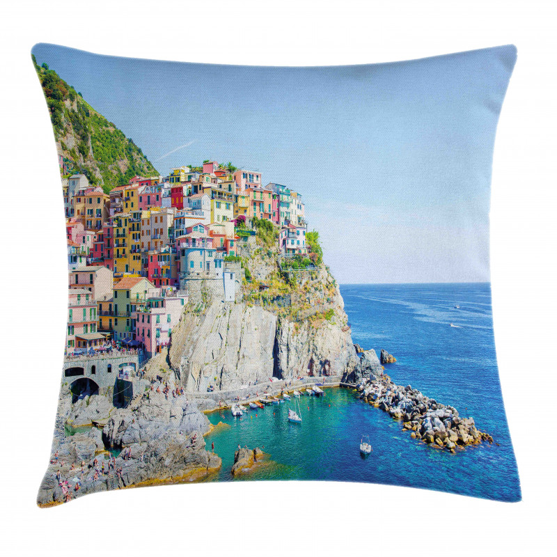 Colorful Coastal Village Pillow Cover