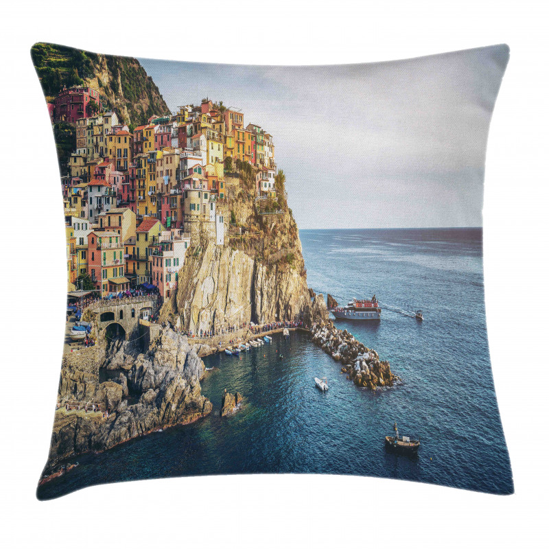 Manarola Village Panorama Pillow Cover