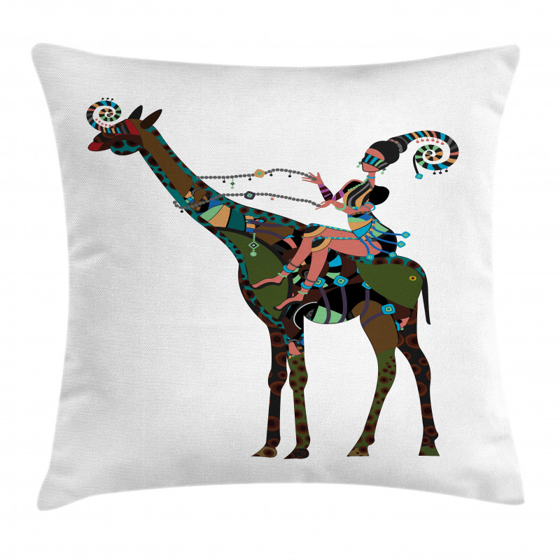 Girl Riding Giraffe Pillow Cover