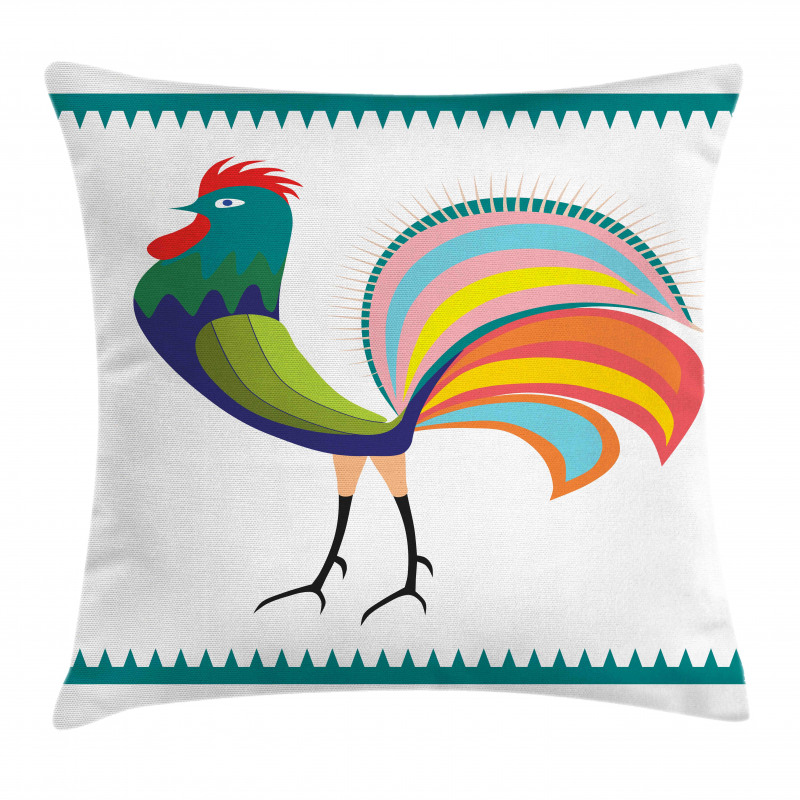 Vivid Polish Rooster Motif Pillow Cover