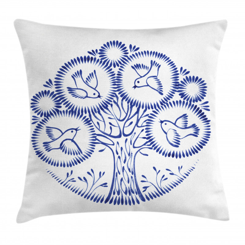 Birds in Botany Circles Pillow Cover