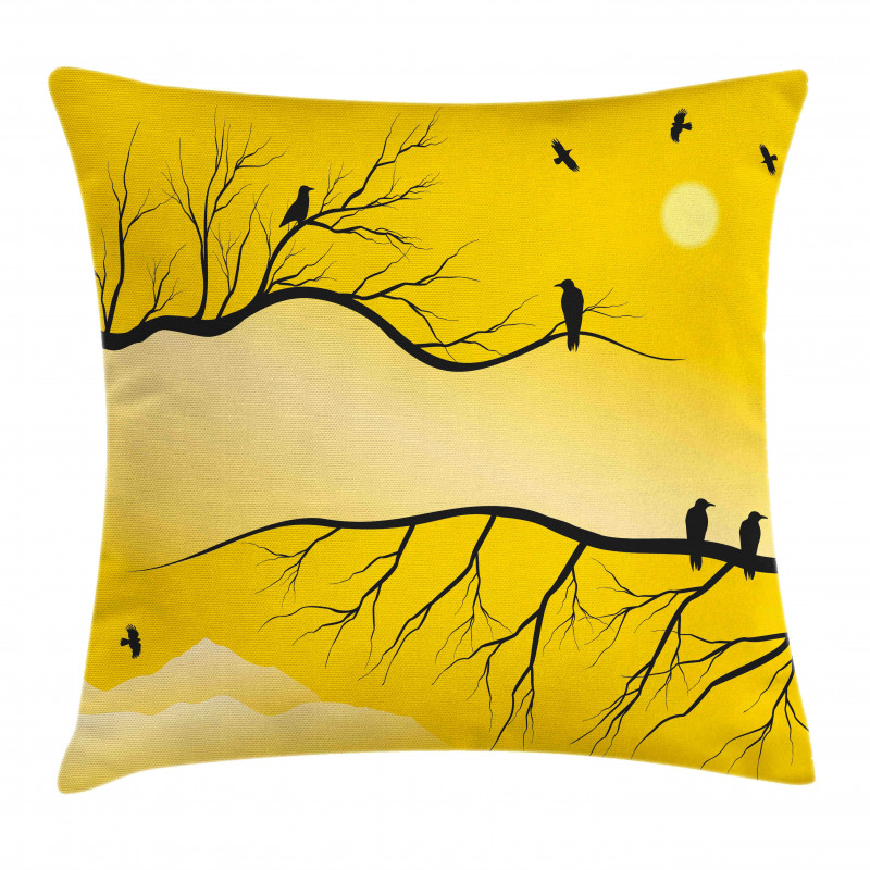 Birds on Bare Branches Pillow Cover