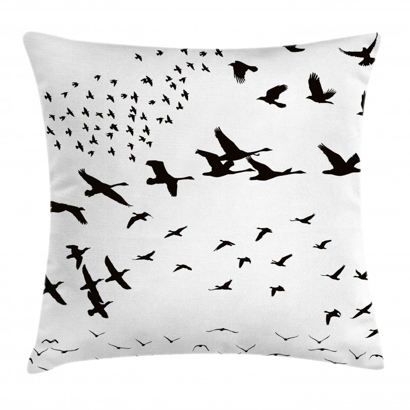 Monochrome Flying Birds Pillow Cover