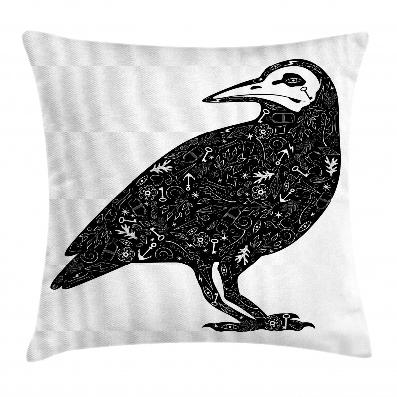 Gothic Art Ornate Bird Pillow Cover