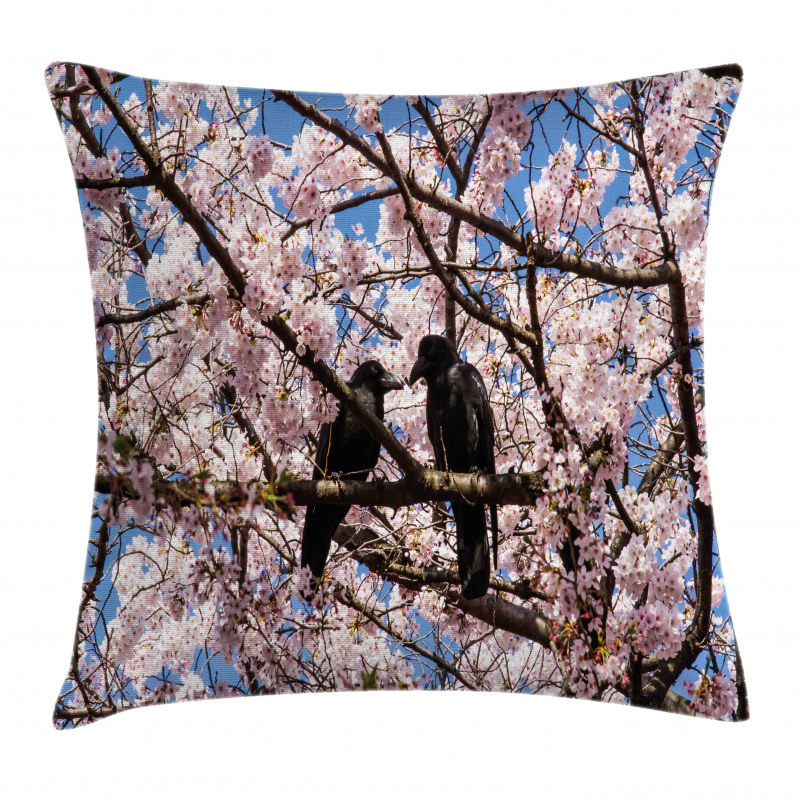 Birds on Sakura Tree Pillow Cover