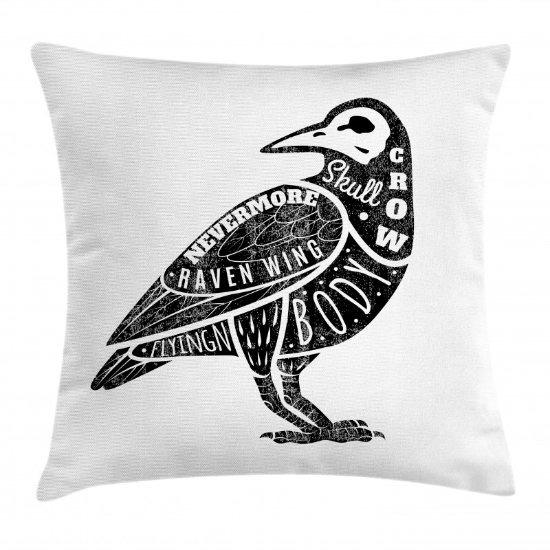 Gothic Bird Font Pattern Pillow Cover