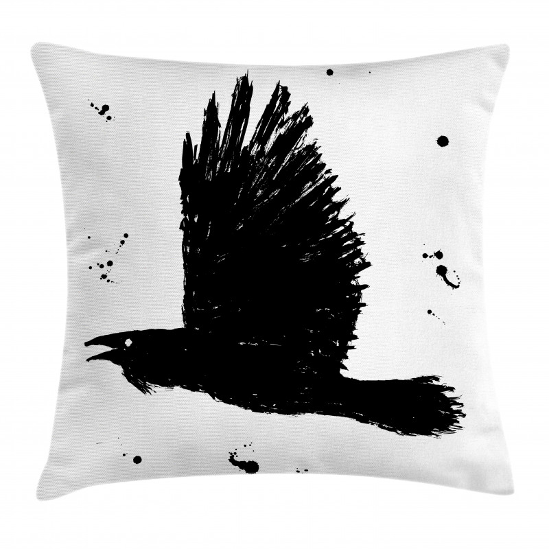 Gothic Ink Sketch Bird Pillow Cover