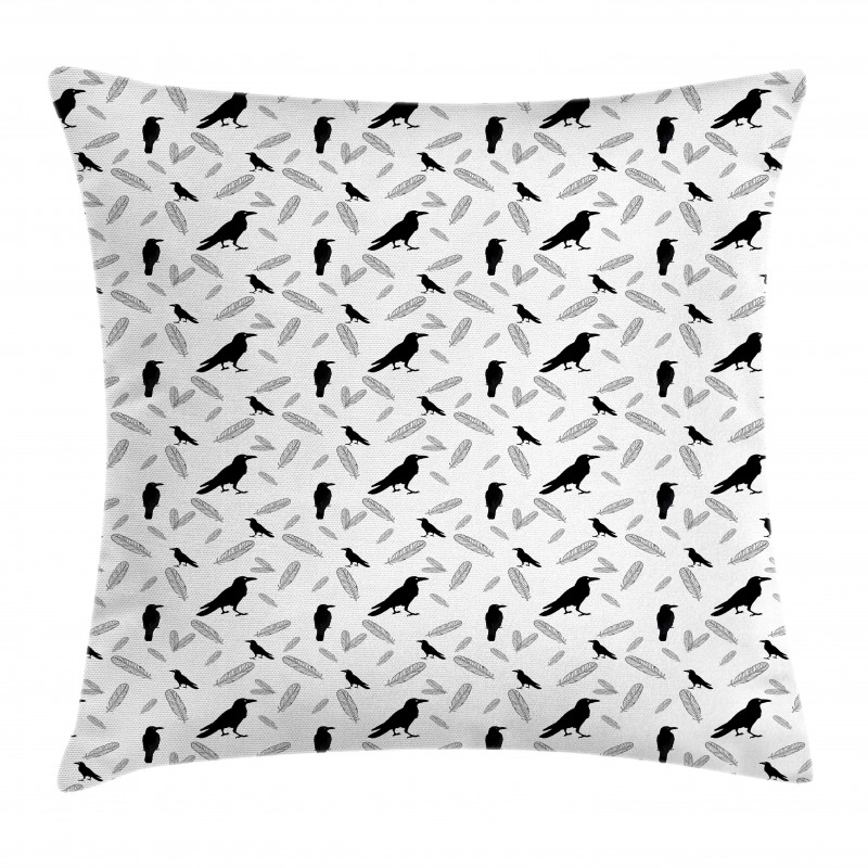 Goth Birds and Feathers Pillow Cover