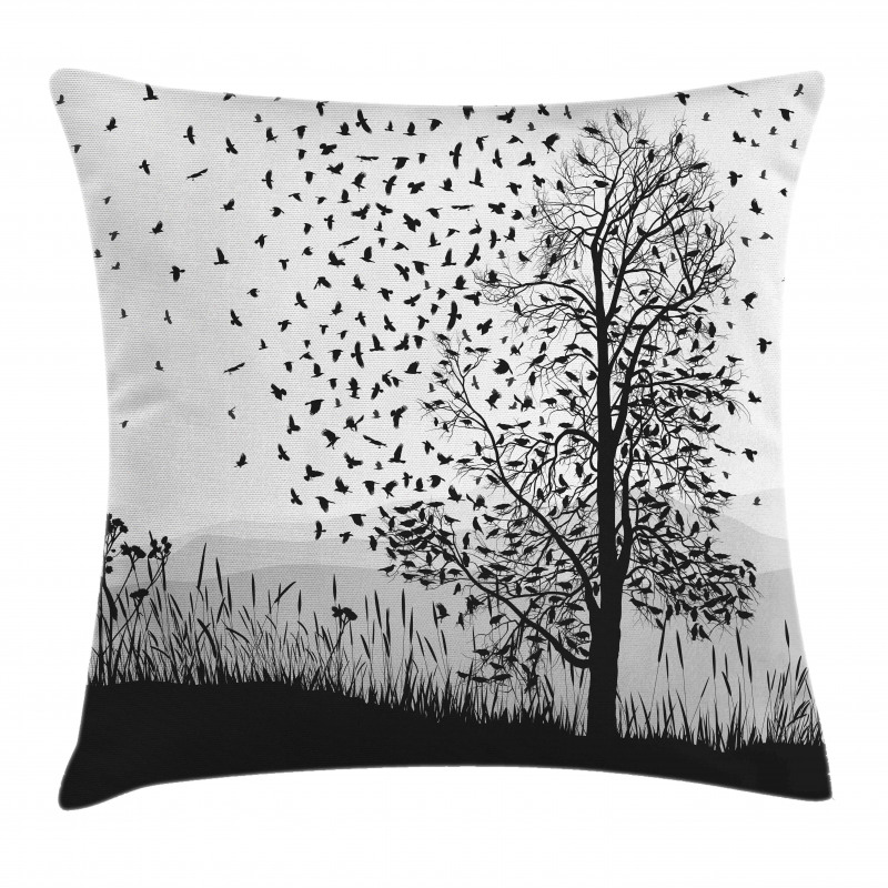 Murder of Crows on Tree Pillow Cover