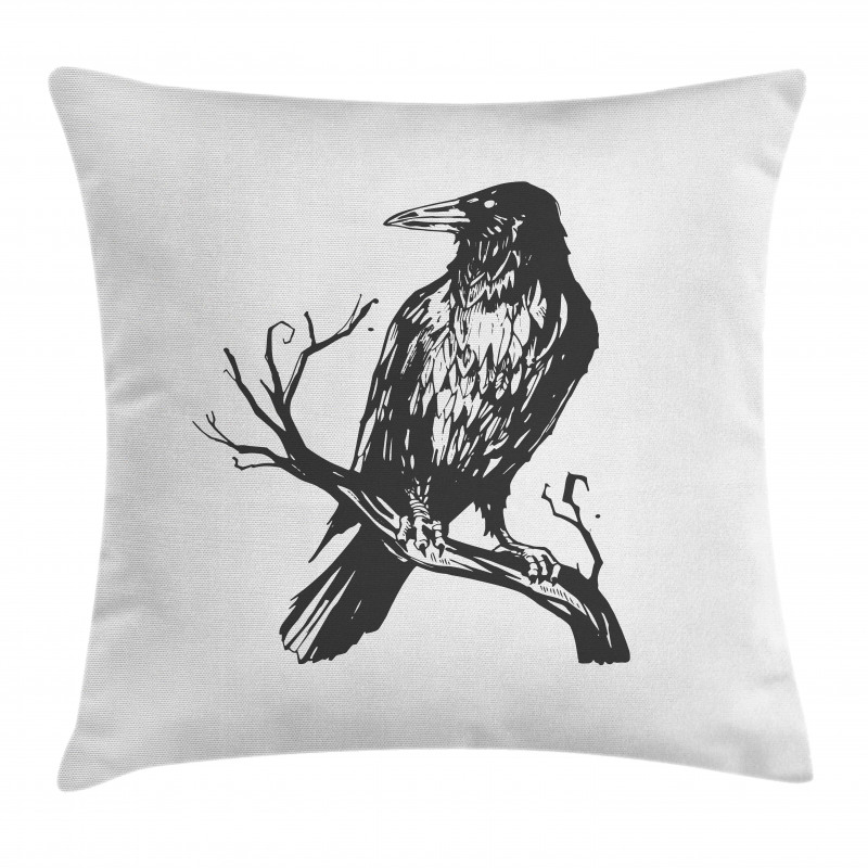 Bird on Bare Branch Art Pillow Cover