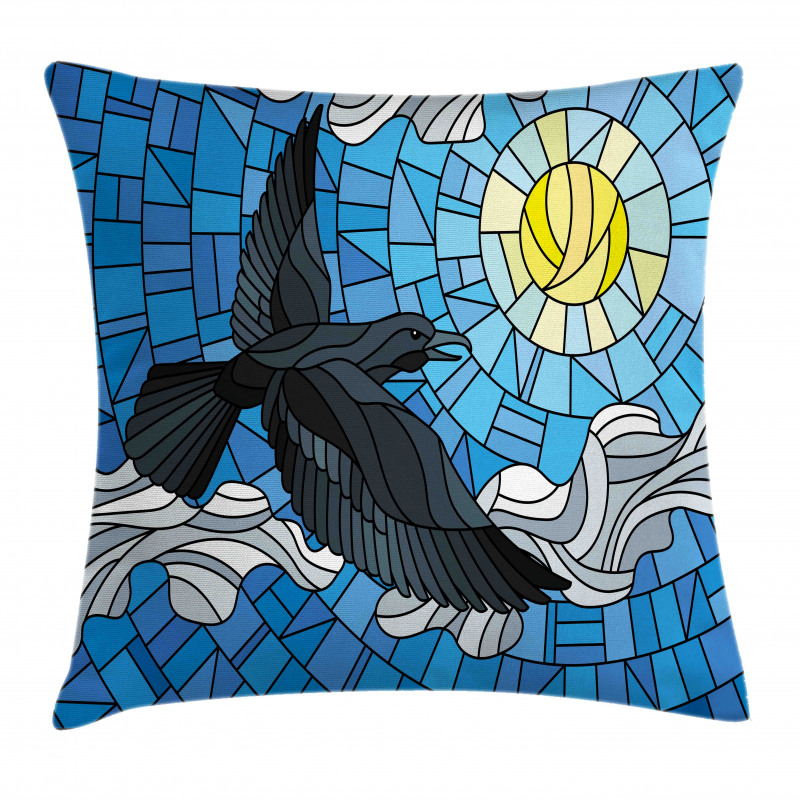 Stained Glass Bird Sky Pillow Cover