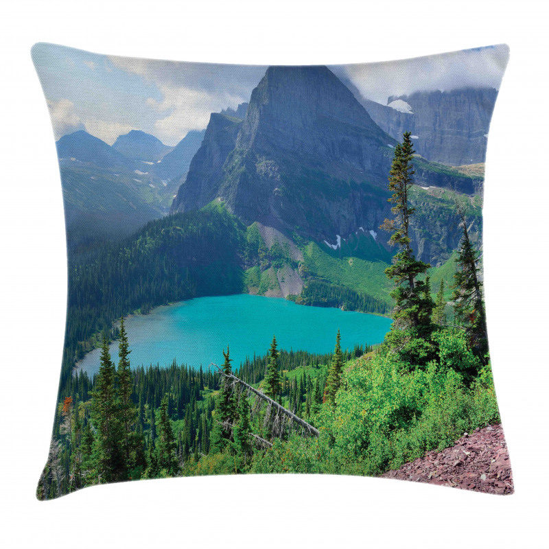 Grinnell Lake and Mountains Pillow Cover