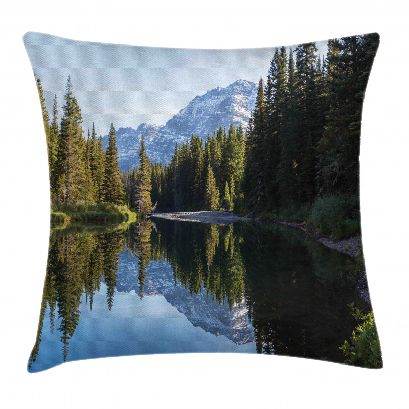 Fir Tree Reflections on Lake Pillow Cover