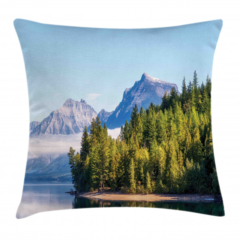 Forest with Misty Mountains Pillow Cover