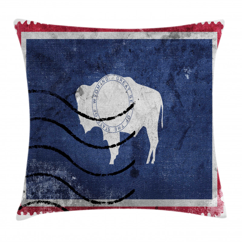 Old Postage Stamp Like Flag Pillow Cover