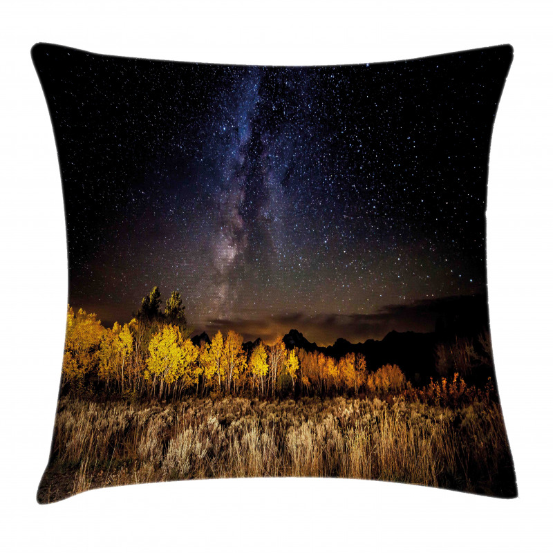 Milky Way Aspens and Tetons Pillow Cover