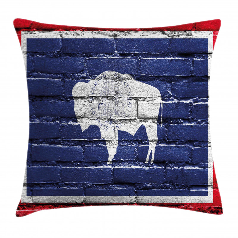 State Flag Paint on Bricks Pillow Cover