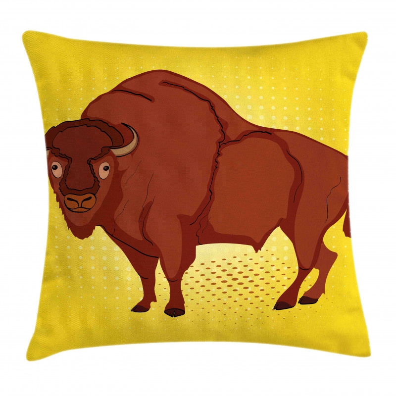 Comic Book Drawn Bison Pillow Cover