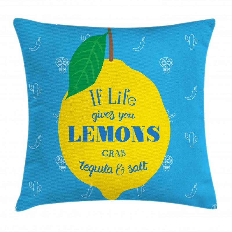 Mexican Words on Lemon Pillow Cover