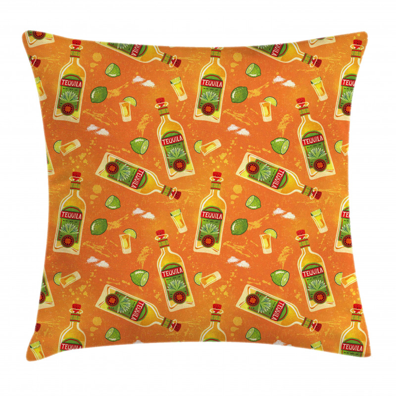 Shot Glasses Bottles Limes Pillow Cover