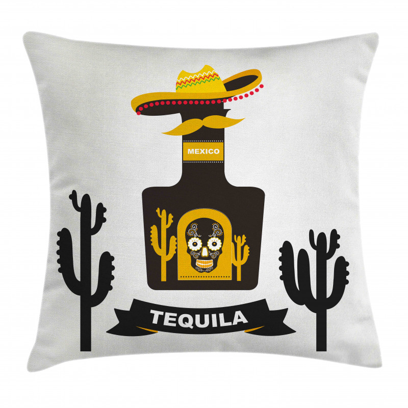 Sugar Skull on Bottle Hat Pillow Cover