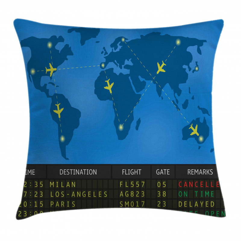 Departure Board World Map Pillow Cover