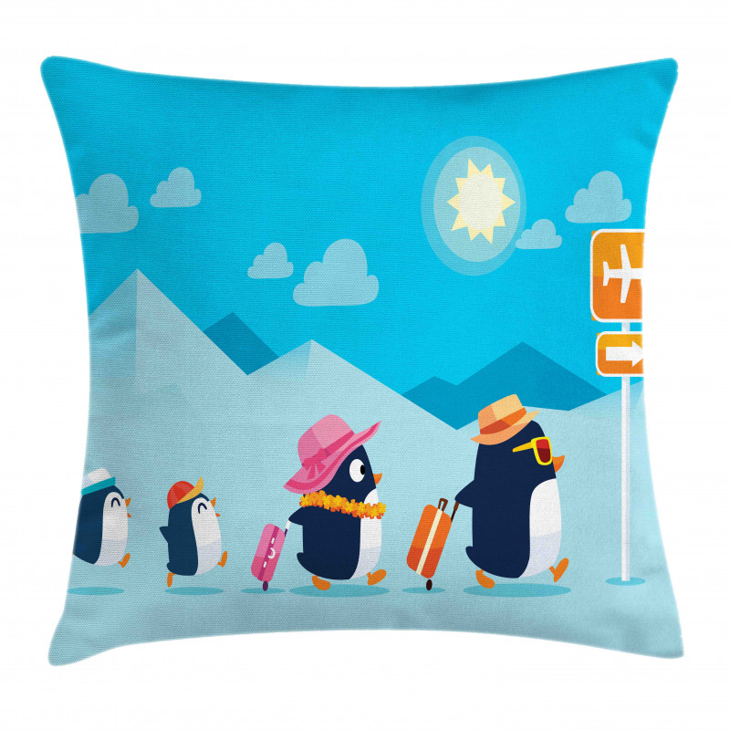 Funny Penguin Family Trip Pillow Cover