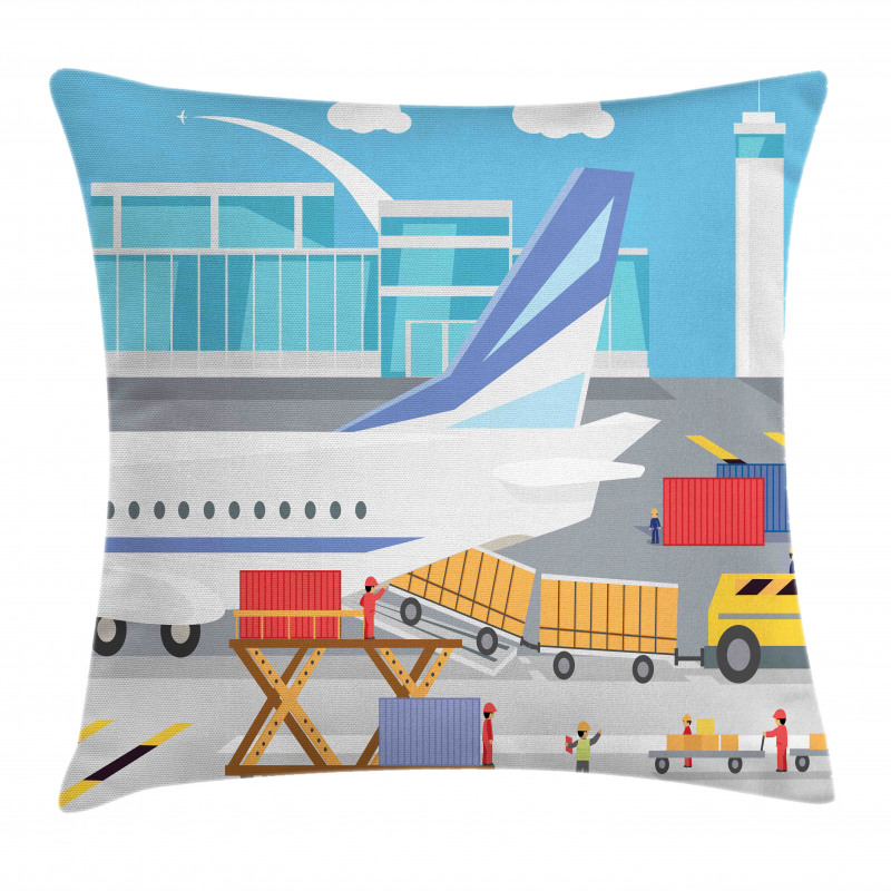 Loading Cargo Plane Cartoon Pillow Cover