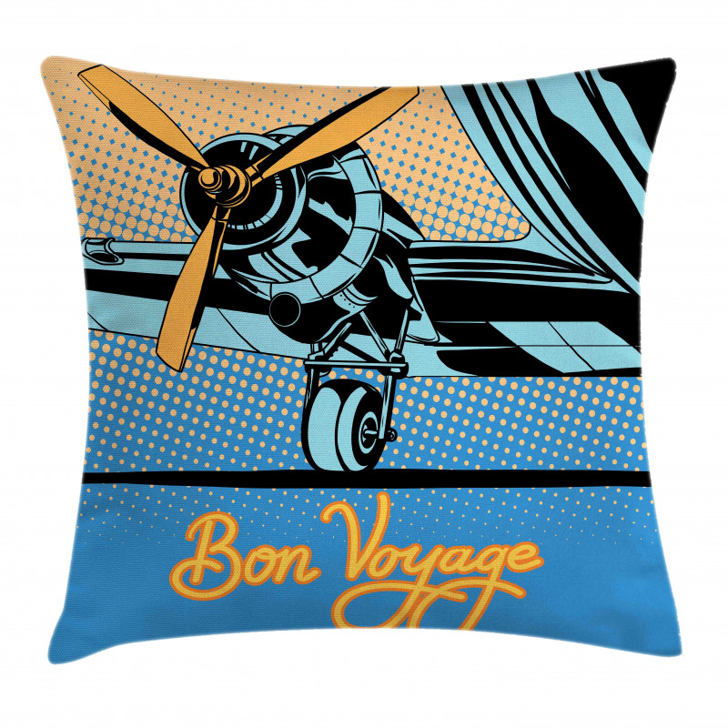 Retro Plane with Propeller Pillow Cover