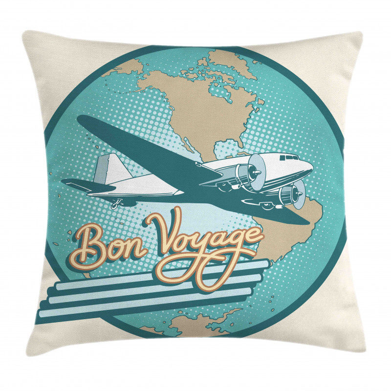 Bon Voyage and Retro Plane Pillow Cover