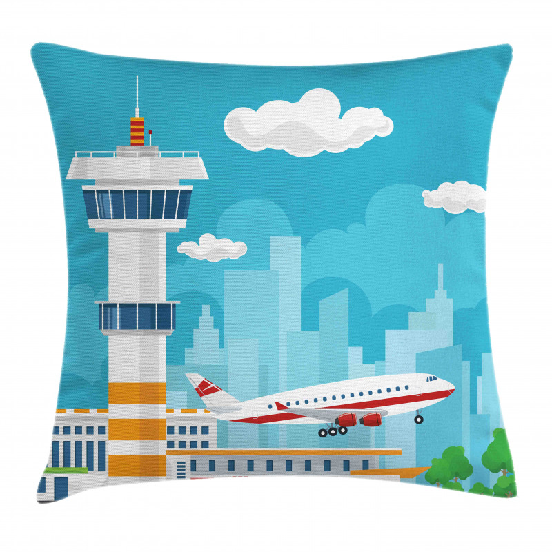 Control Tower and Plane Pillow Cover