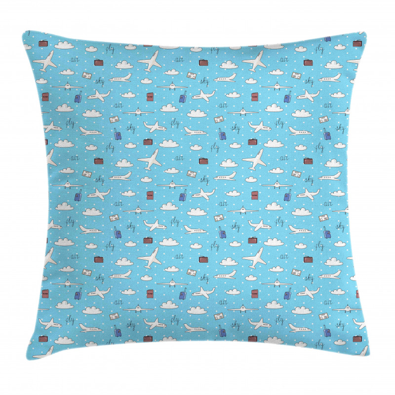 Planes and Luggage on Sky Pillow Cover