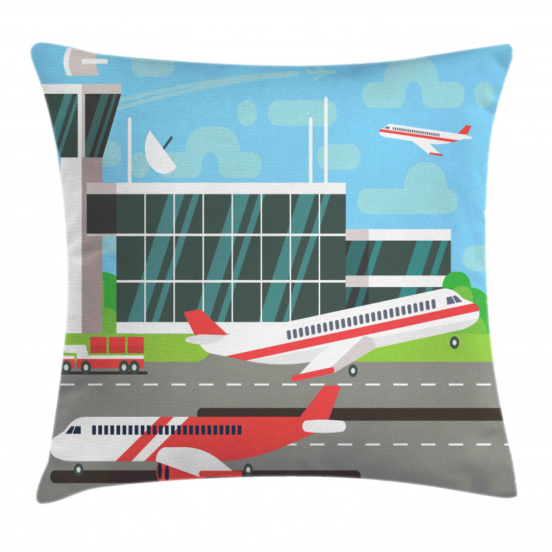 Departure Plane from Runway Pillow Cover