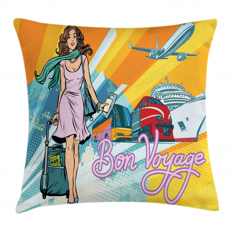 Retro Passenger Woman Art Pillow Cover