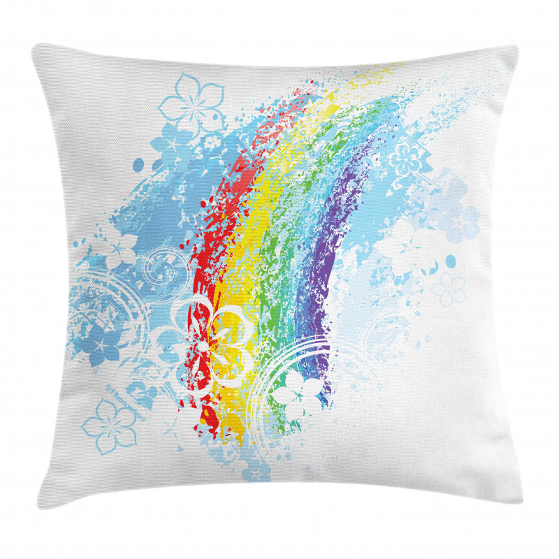 Grungy Colorful Flowers Pillow Cover