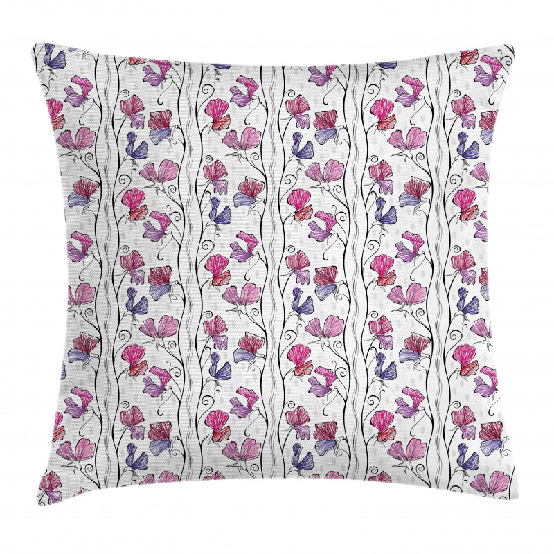 Flowers on Thin Branches Art Pillow Cover