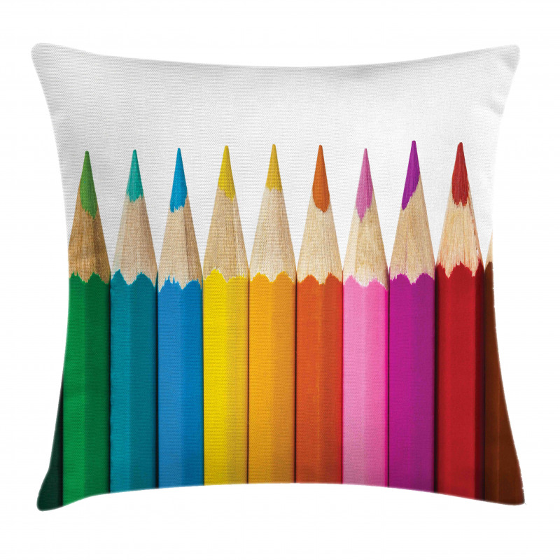 Colorful Pencils Macro Photo Pillow Cover